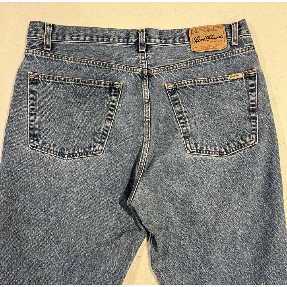 Signature By Levi Strauss And Co Mens Relaxed Fit Blue Straight Jeans Size 38x30